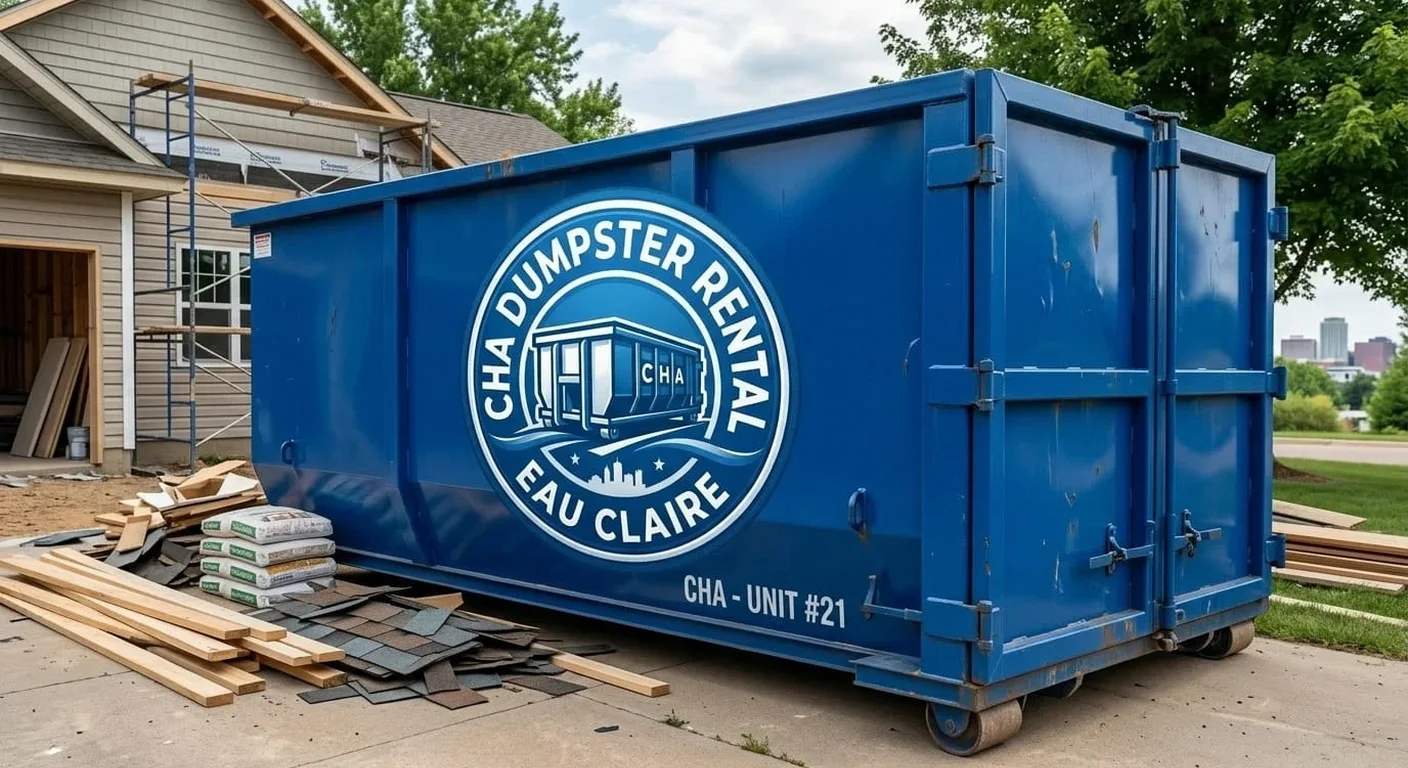 A CHA Dumpster Rental Eau Claire dumpster rented for a construction job site